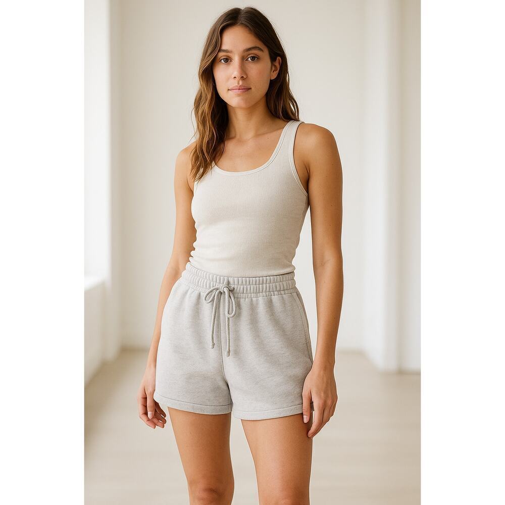 TNA Cozy Fleece Sweat Shorts XS Gray Elastic Waist Lounge Casual Athleisure